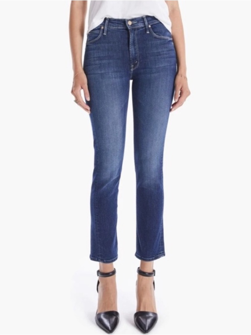 Mother Mid Rise Dazzler Ankle Jean On The Edge